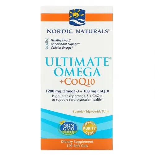 Nordic Naturals, Ultimate Omega + CoQ10, 1000 мг, 120 м'яких желатинових капсул 