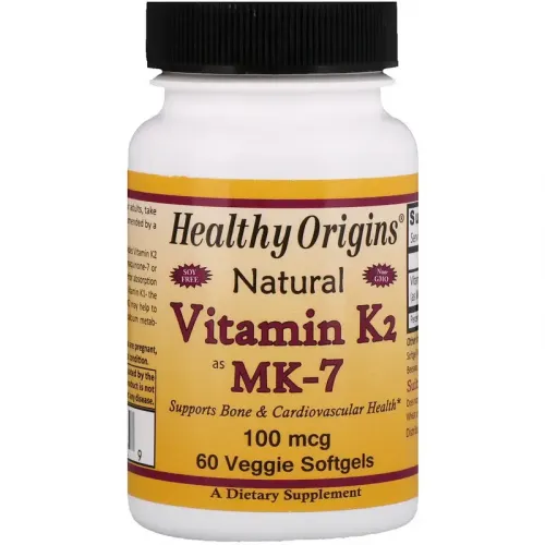 Вітамін K2 в формі MK7, Vitamin K2 as MK7, 100 мкг, Healthy Origins, 60 кап.,