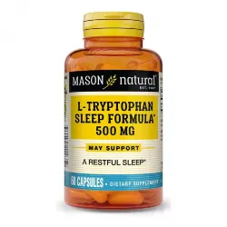 L-триптофан 500 мг, Формула для сна, L-Tryptophan Sleep Археолог, Mason Natural, 60 капсул