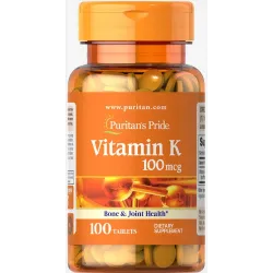 Витамин К, Vitamin K, Puritan's Pride, 100 мкг, 100 таблеток