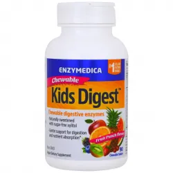 Enzymedica, Kids Digest, жувальні травні ферменти, фруктовий пунш, 90 жувальних пігулок 