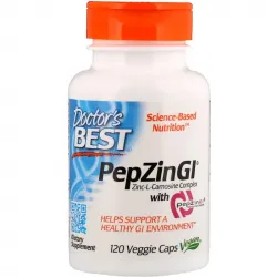 Doctor's Best, PepZin GI, комплекс цинк-L-карнозина, 120 вегетаріанських капсул