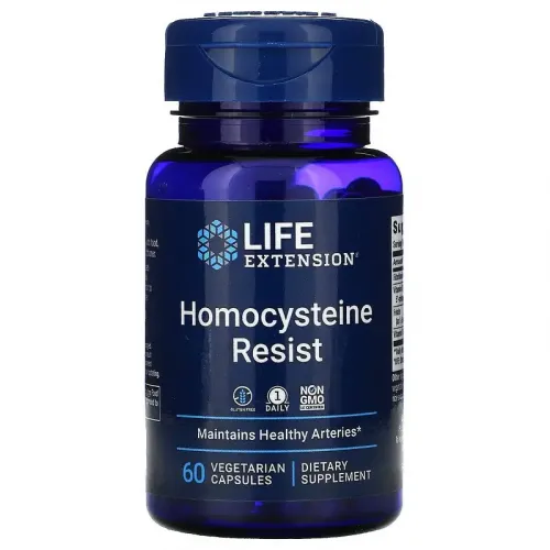 Life Extension, Homocysteine ^ Resist, добавка для поддержания здорового уровня гомоцистеина, 60 вегетарианских капсул