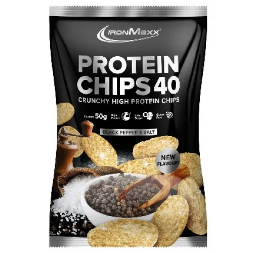 IronMaxx, Protein Chips 40, перець+сіль, 50 г 