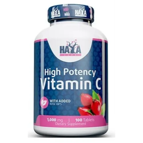 Haya Labs, High Potency Vitamin C 1000 мг with rose hips, 100 таблеток