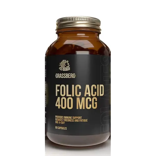 Фолієва кислота, Folic Acid, Grassberg, 400 мкг, 60 капсул