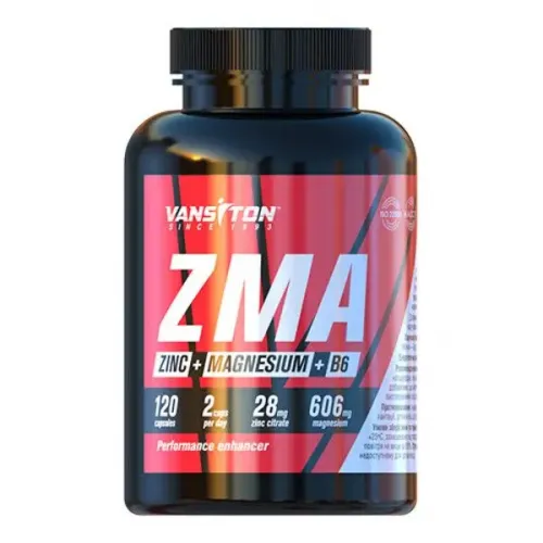 Vansiton, Бустер тестостерону ZMA, (Магній + Цинк + В6), 120 капсул 