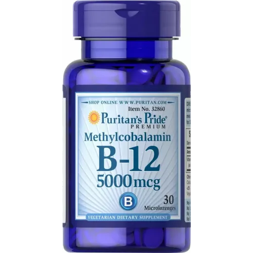 Витамин В12 (метилкобаламин), Methylcobalamin Vitamin B-12, Puritan's Pride, 5000 мкг, 30 мини леденцов