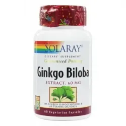 Гінкго білоба, Ginkgo Biloba Leaf Extract, Solaray, 60 мг, 60 вегетаріанських капсул 