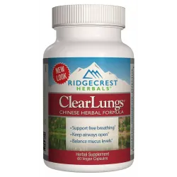 Комплекс для підтримки легких, Clear Lungs, RidgeCrest Herbals, 60 гелевих капсул 