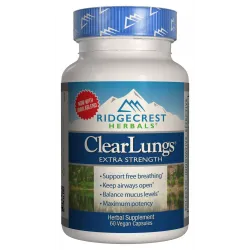 Комплекс для підтримки Легких, екстра сила, Clear Lungs, RidgeCrest Herbals, 60 гелевих капсул 