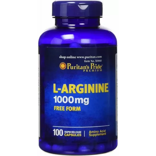 L-аргинин, L-Arginine, Puritans Pride, 1000 мг, 100 капсул