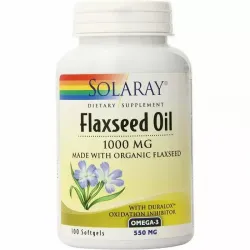 Лляна олія, Flaxseed Oil, Solaray, 1000 мг, 100 гелевих капсул 