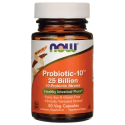 Пробіотик-10, Probiotic, Now Foods, 25 млрд КУО, 30 капсул 