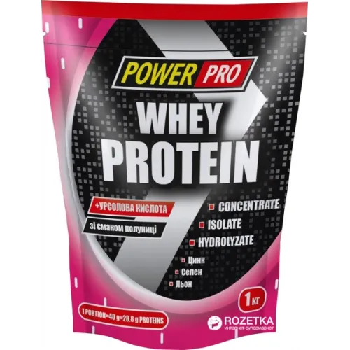 Power Pro, Whey Protein, 1 кг - клубника