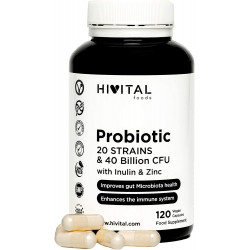 Пробіотик 20 пробіотичних штамів з 40 мільйонами (UFC) Hivital Foods - 120 капсул