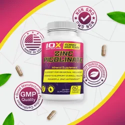 10XNutrition, Цинк піколінат, 60 вегетаріанських капсул 